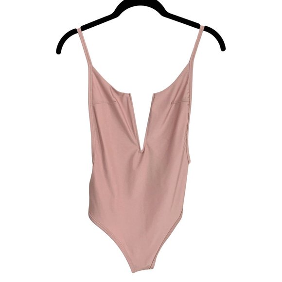 Reverse Other - Deep V Neck Swim Suit One Piece with Cinched Bottom & Open Back